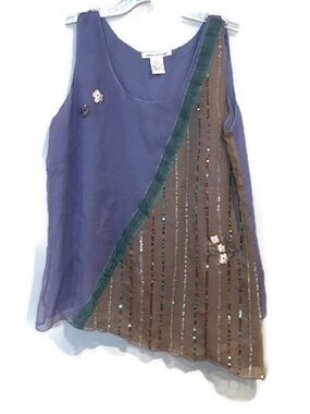 Vintage Richard Malcolm Silk Beaded Top Fairycore Boho Chic Sleeveless